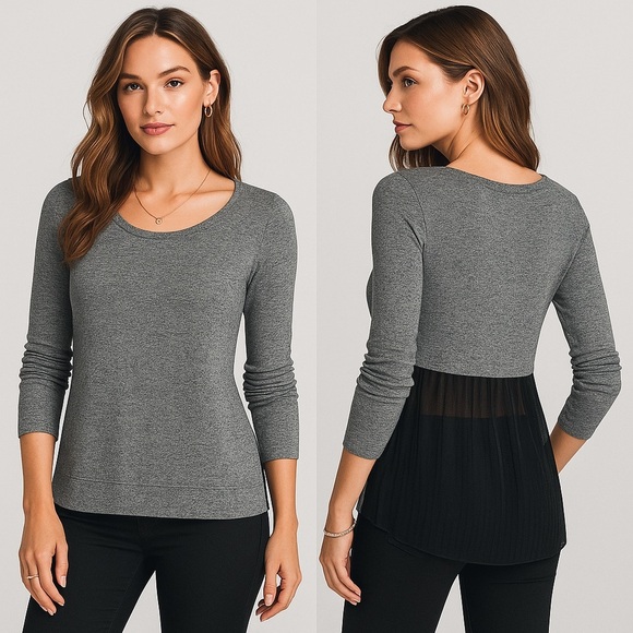 Express Tops - Express heather gray long sleeve layered knit top